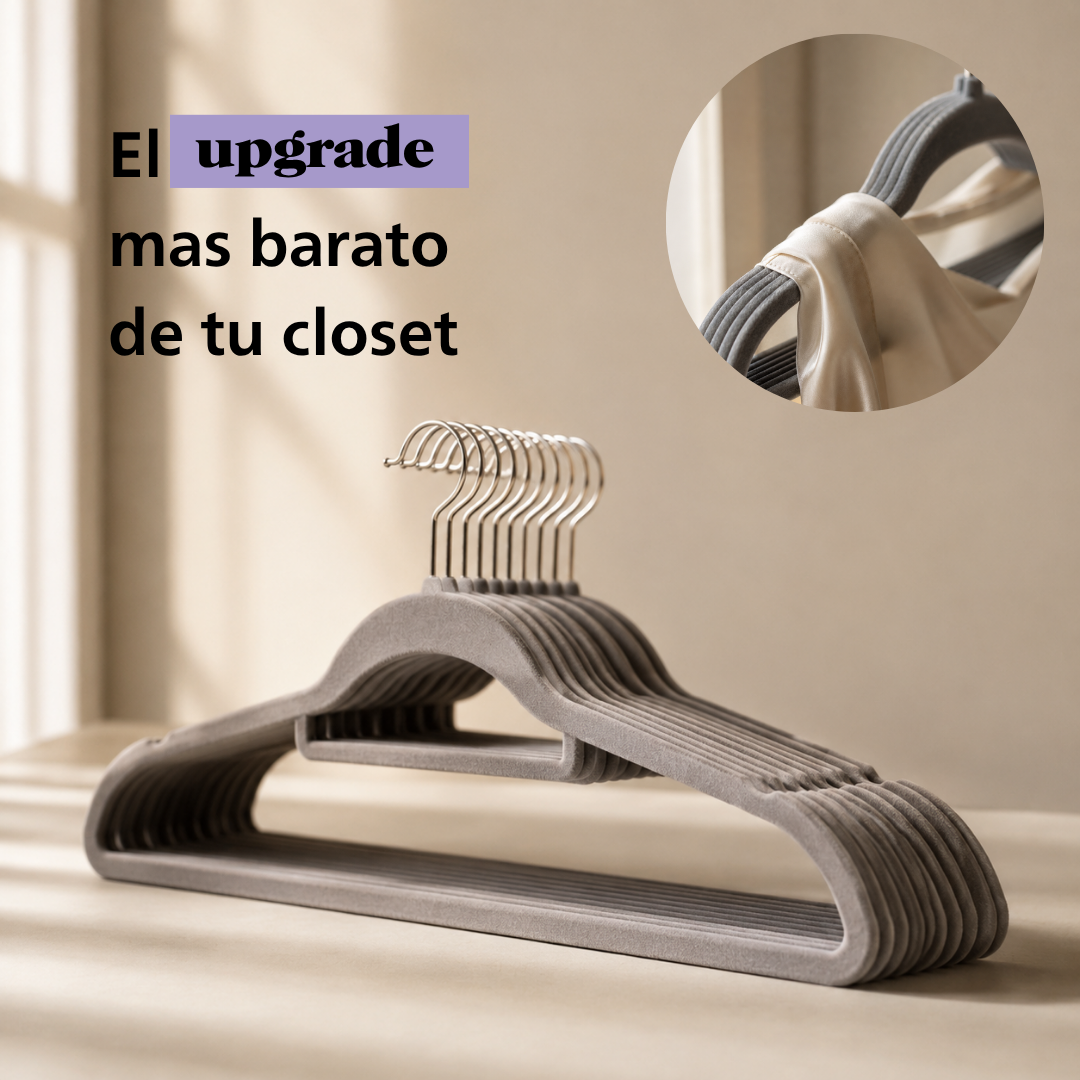Set de 10 Colgadores de Terciopelo | Antideslizantes y Ultradelgados